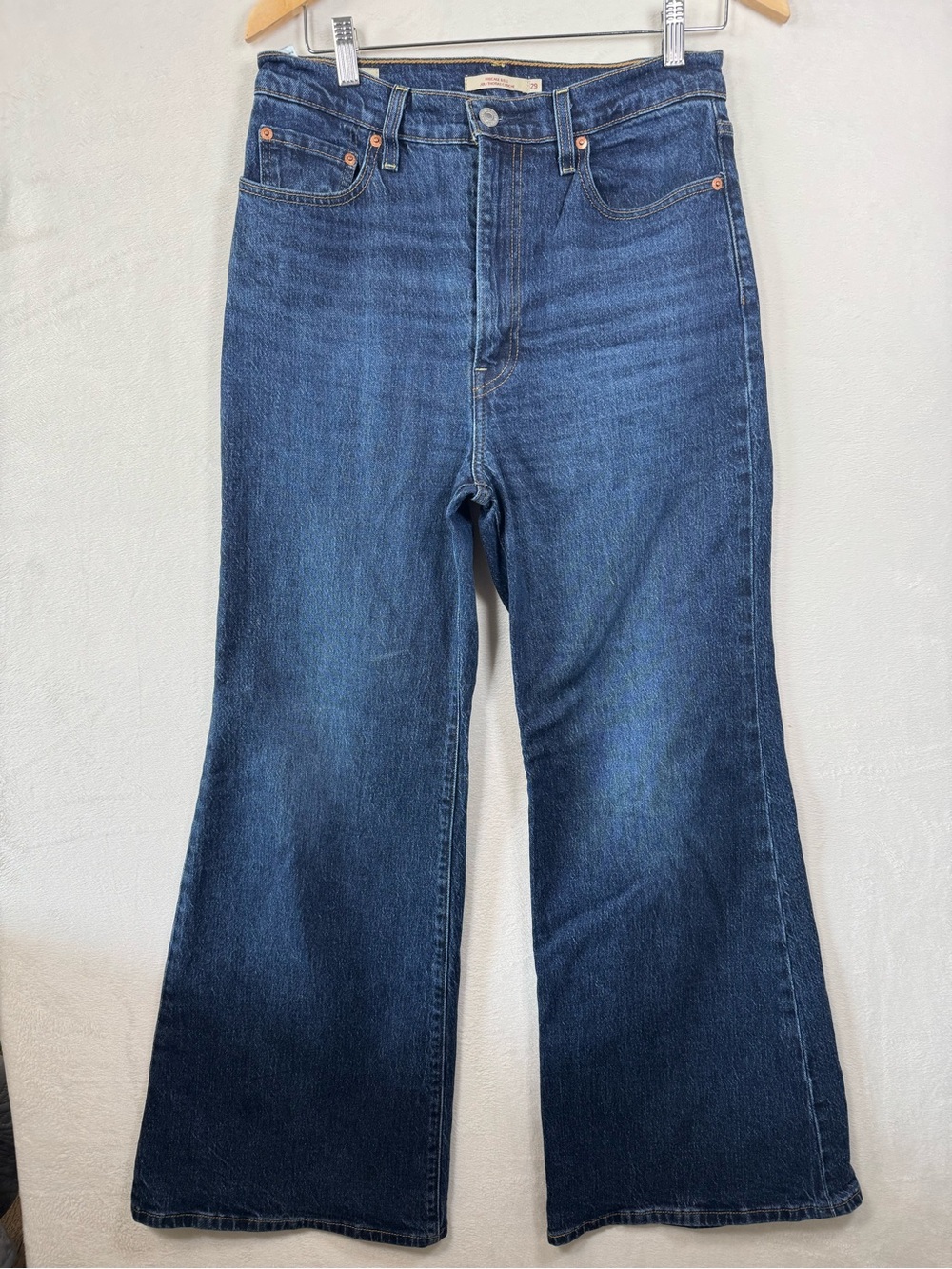 Levi's Premium Ribcage Bell Dark Blue Wide-Leg High-Rise Jeans size 29